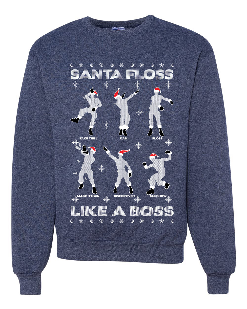 Santa Floss Like a Boss Dance Moves Merry Ugly Christmas Sweater Unisex Crewneck Graphic Sweatshirt