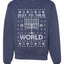 Oy to The World | Jewish Christmas Menorah Merry Ugly Christmas Sweater Unisex Crewneck Graphic Sweatshirt