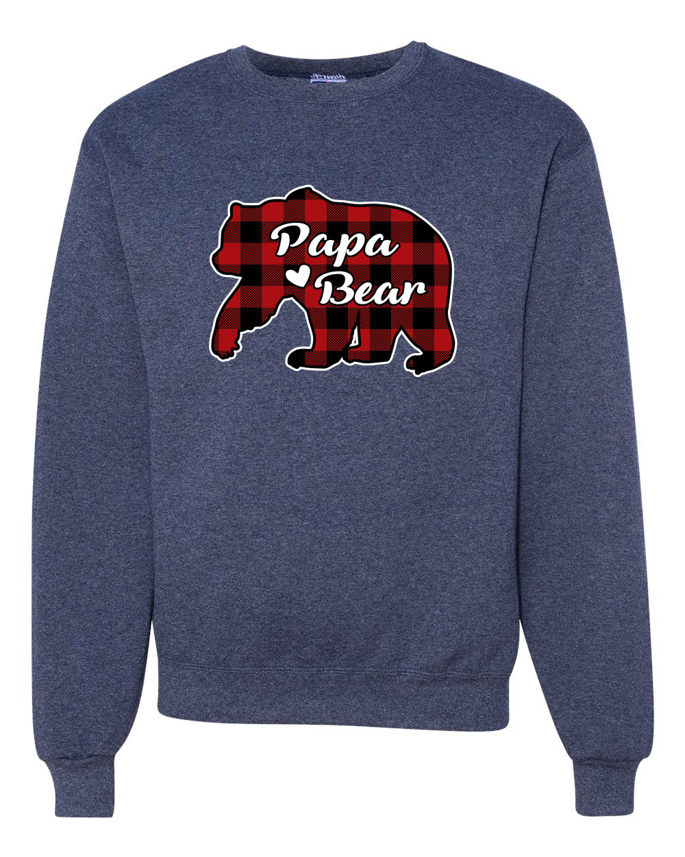 Papa Bear Cool Plaid Matching Design Merry Christmas Unisex Crewneck Graphic Sweatshirt
