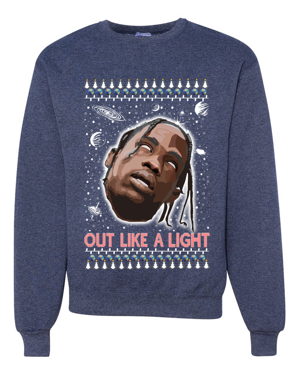Out Like a Light Ugly Christmas Sweater Unisex Crewneck Graphic Sweatshirt