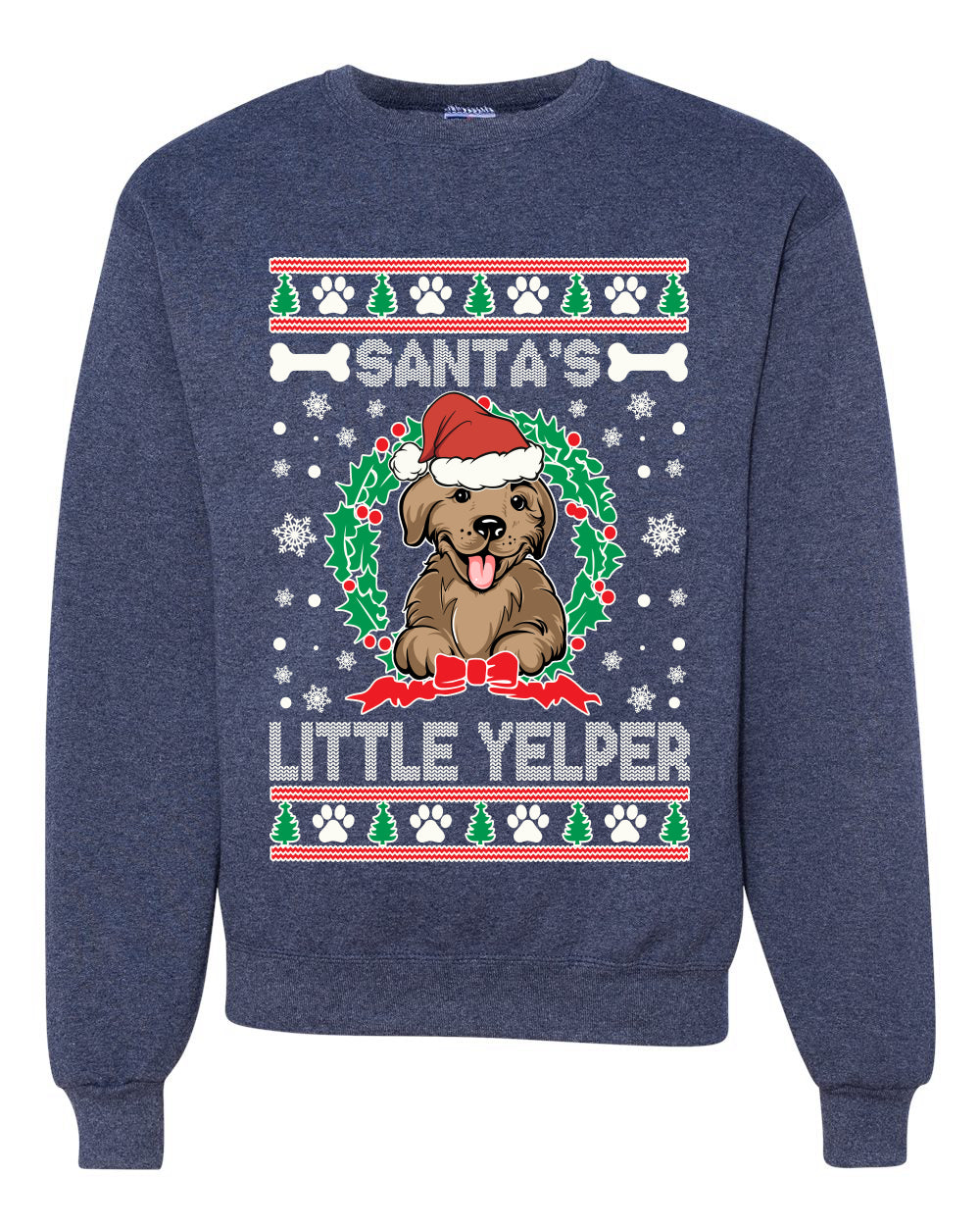 Santa's Little Yelper  Merry Ugly Christmas Sweater Unisex Crewneck Graphic Sweatshirt