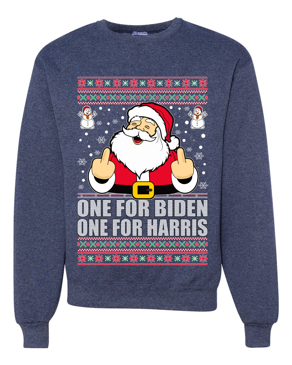 One For Biden One For Harris Santa Merry Ugly Christmas Sweater Unisex Crewneck Graphic Sweatshirt