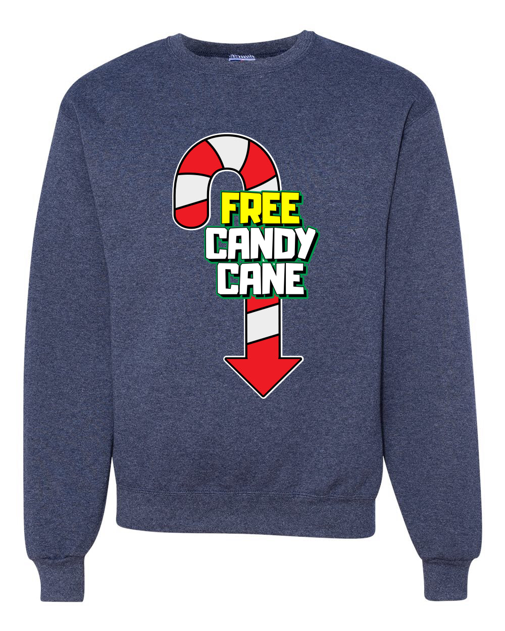 Free Candy Cane  Christmas Unisex Crewneck Graphic Sweatshirt