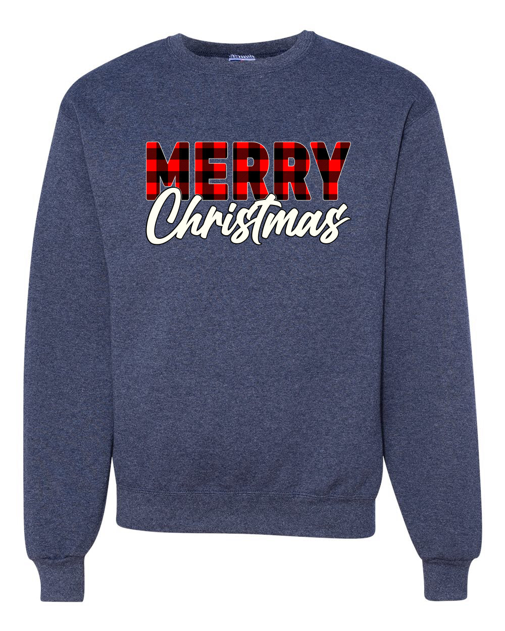 Merry Christmas Buffalo Plaid Christmas Unisex Crewneck Graphic Sweatshirt