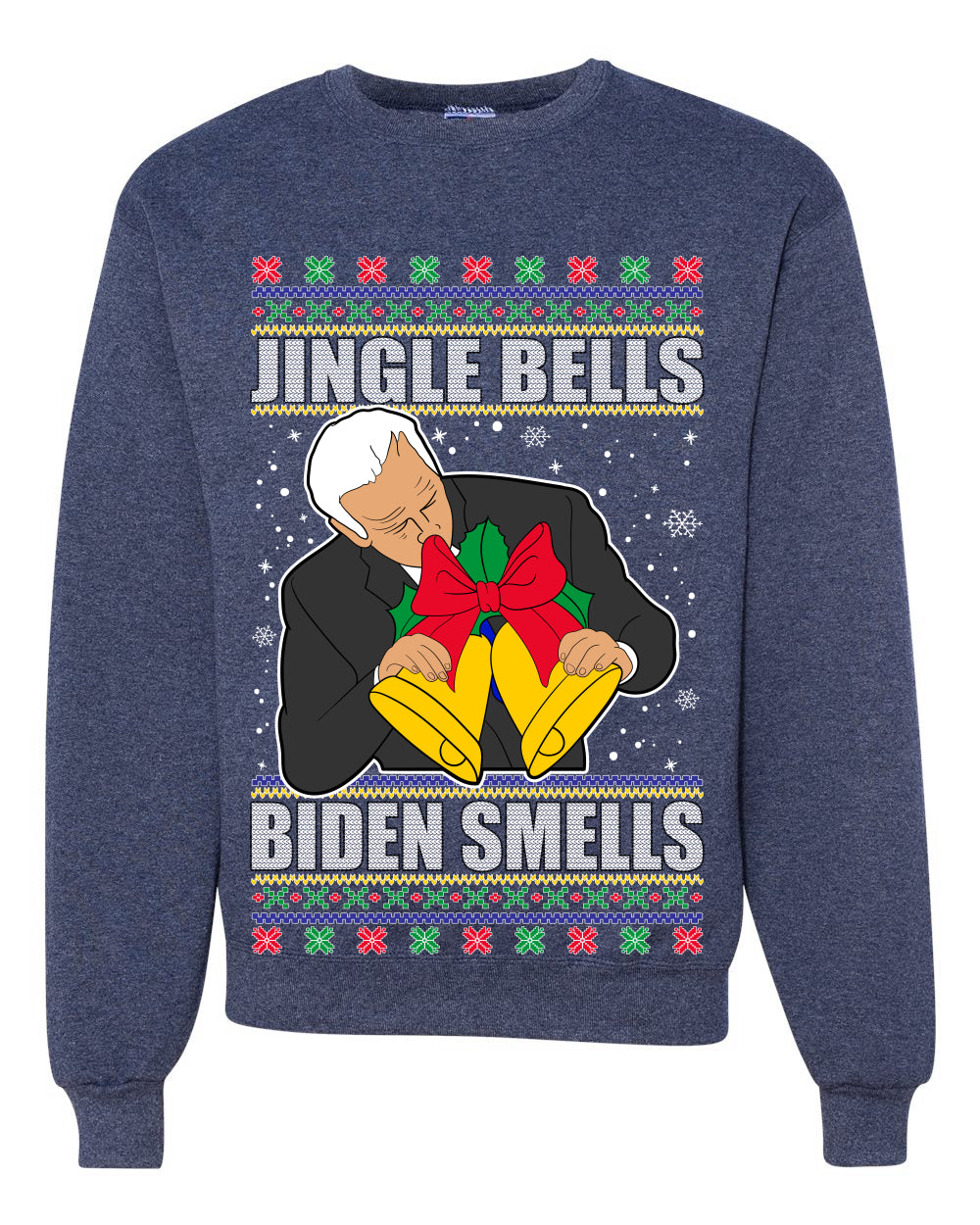 Jingle Bells Biden Smells Ugly Christmas Sweater Unisex Crewneck Graphic Sweatshirt