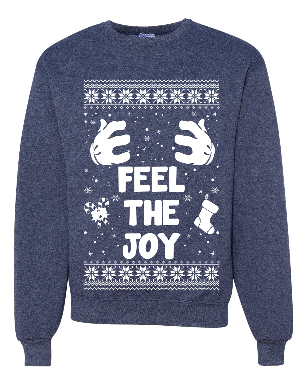 Feel The Joy Individual Couples Ugly Christmas Sweater Unisex Crewneck Graphic Sweatshirt
