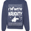 I'm With Naughty Individual Couples Ugly Christmas Sweater Unisex Crewneck Graphic Sweatshirt
