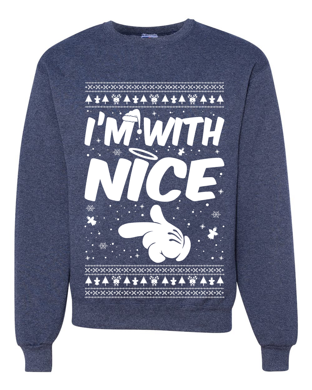 I'm With Nice Individual Couples Ugly Christmas Sweater Unisex Crewneck Graphic Sweatshirt