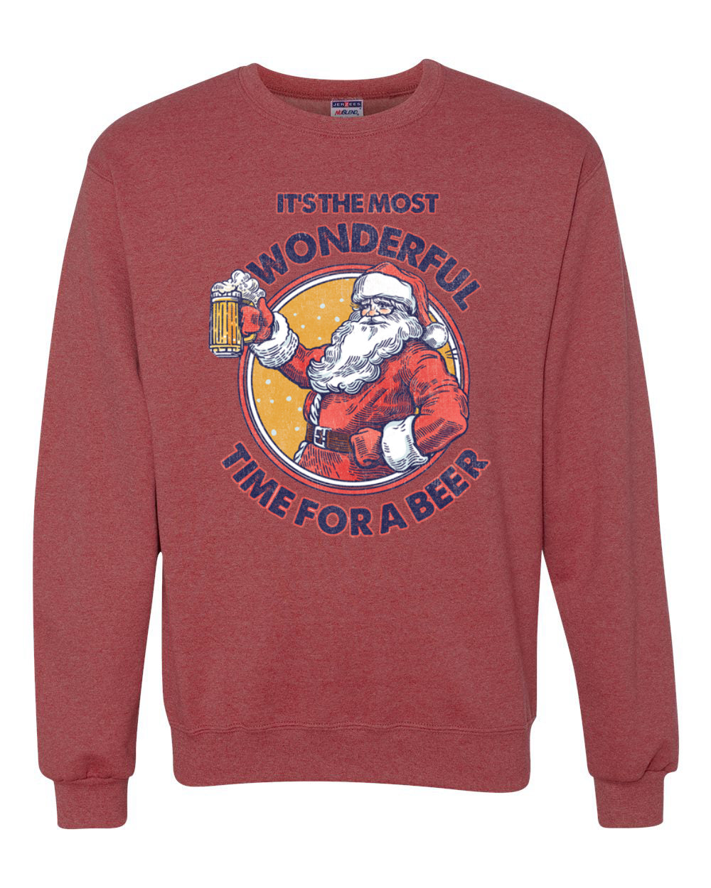 Santa Its the Most Wonderful Time for a Beer Merry Christmas Unisex Crewneck Graphic Sweatshirt