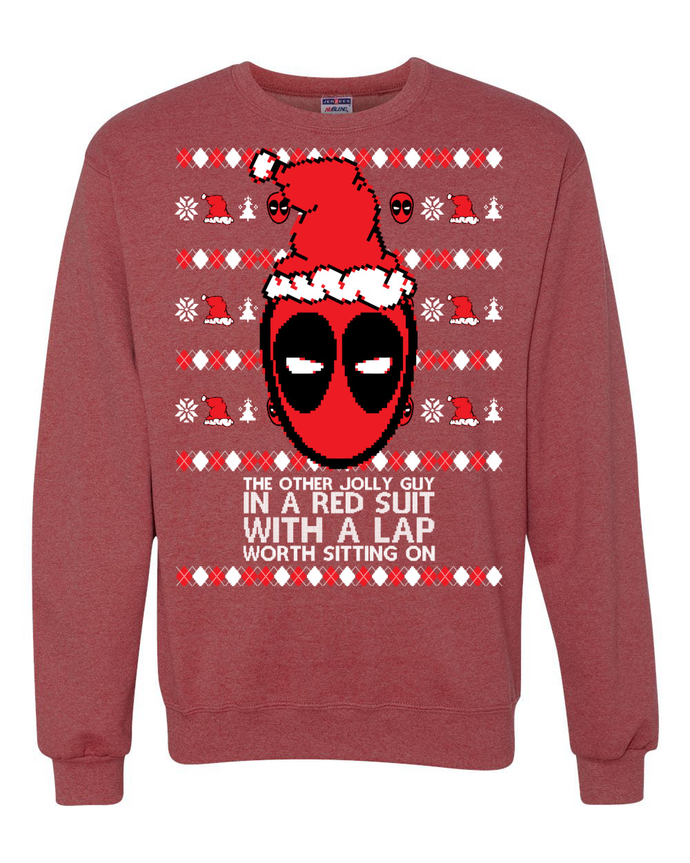 Lap Worth Sitting On Deadpool Christmas Ugly Christmas Sweater Unisex Crewneck Graphic Sweatshirt