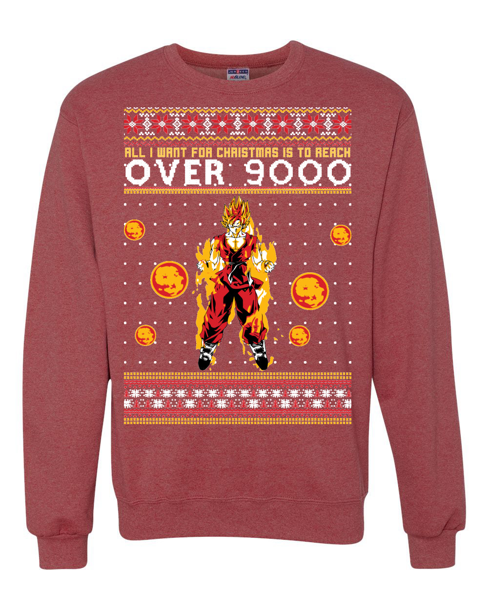 All I Want For Christmas Is To Reach Over 9000 Ugly Christmas Sweater Unisex Crewneck Graphic Sweatshirt