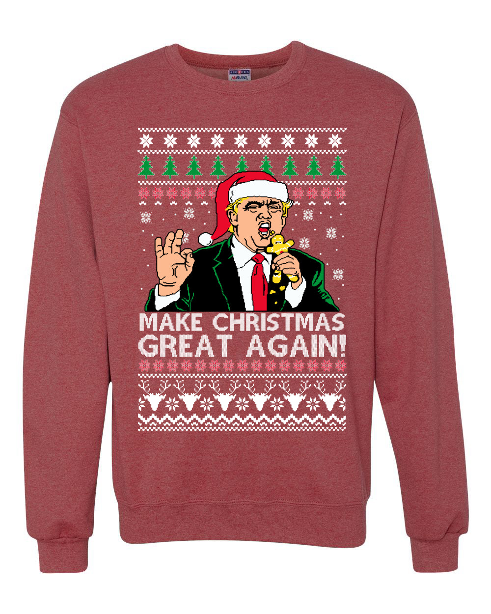 Make Christmas Great Again Funny Donald Trump Santa Merry Ugly Christmas Sweater Unisex Crewneck Graphic Sweatshirt