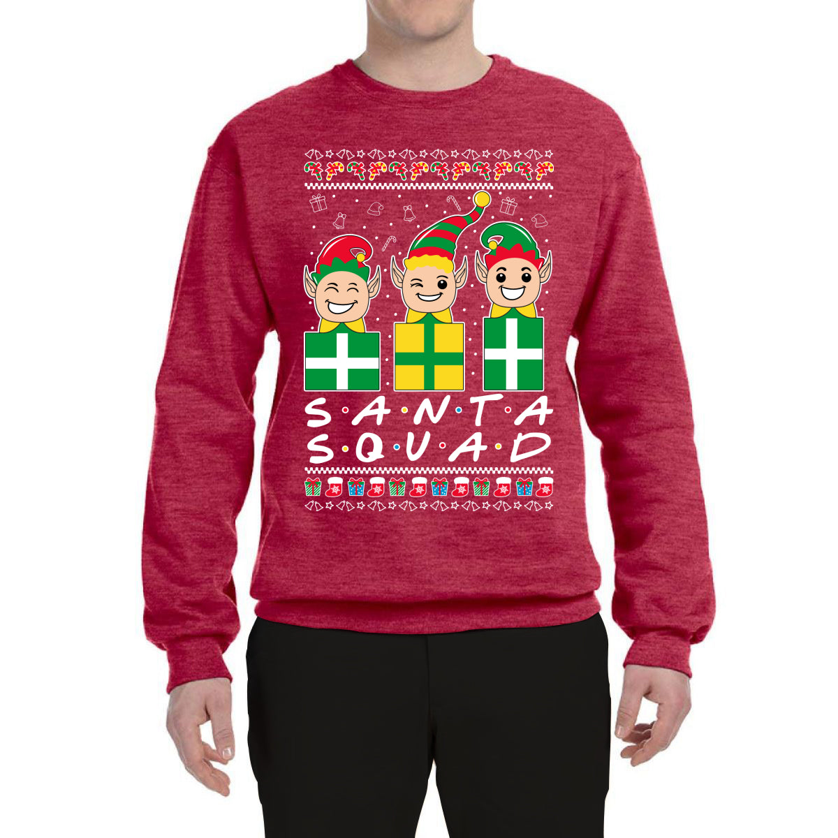 Santa Squad Friends  Ugly Christmas Sweater Unisex Crewneck Graphic Sweatshirt