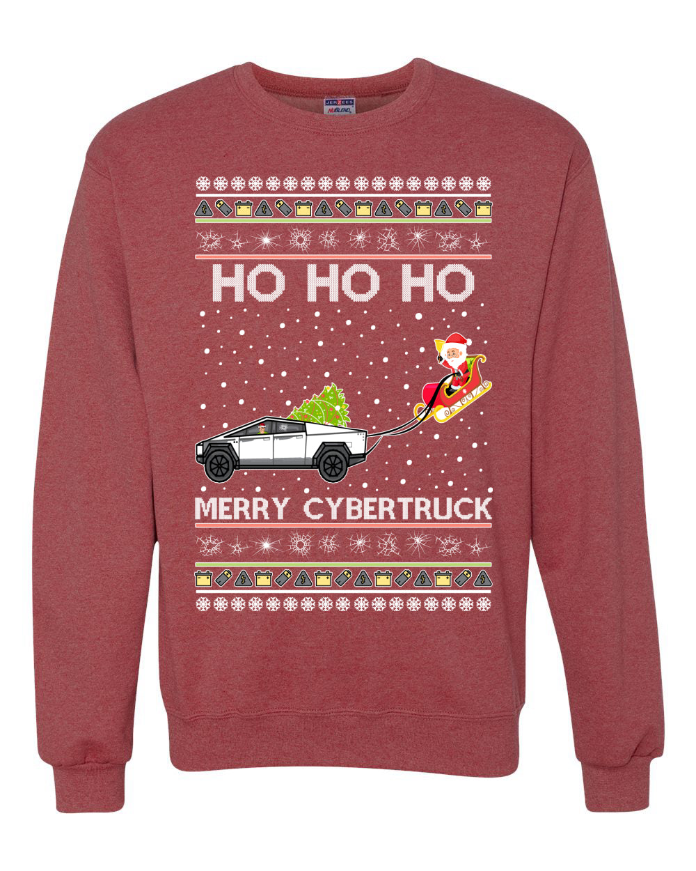 Ho Ho Ho Merry Cybertruck Funny Meme Merry Ugly Christmas Sweater Unisex Crewneck Graphic Sweatshirt
