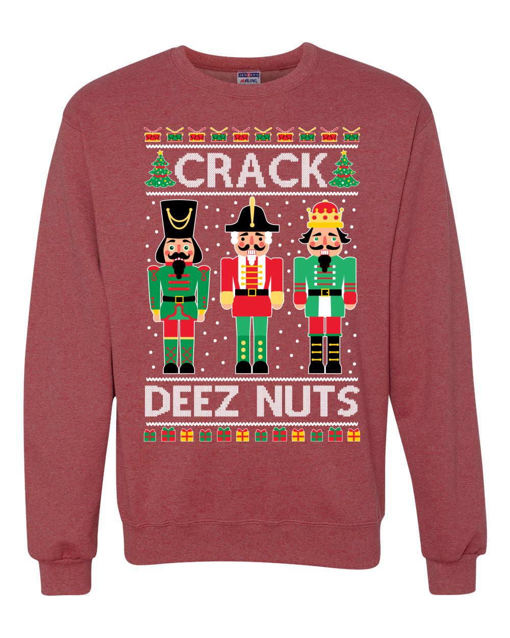 Crack Deez Nuts Meme Merry Ugly Christmas Sweater Unisex Crewneck Graphic Sweatshirt