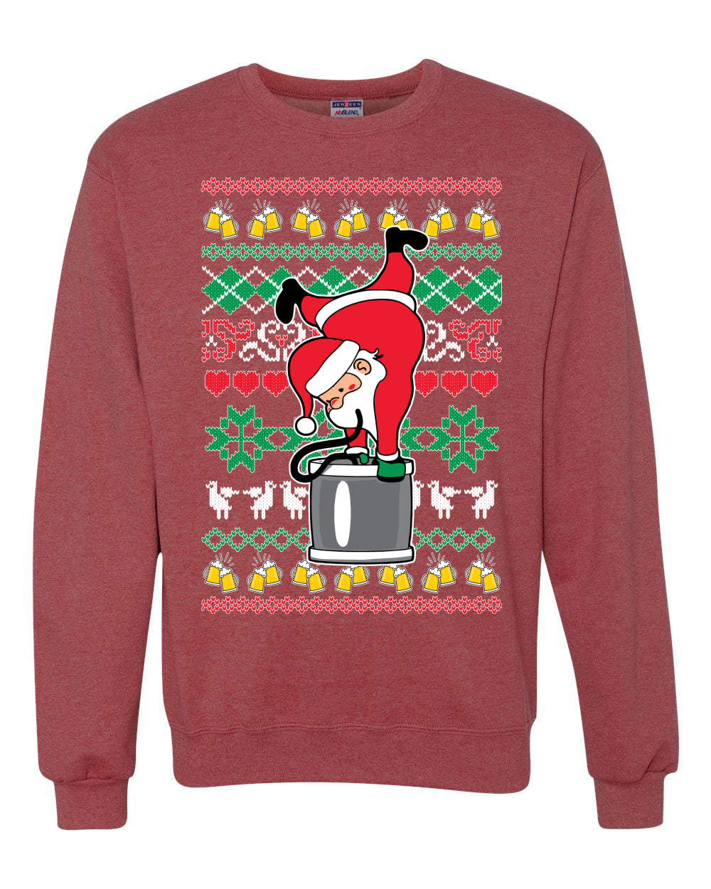 Santa Keg Stand Beer Drinking Drunk Merry Ugly Christmas Sweater Unisex Crewneck Graphic Sweatshirt
