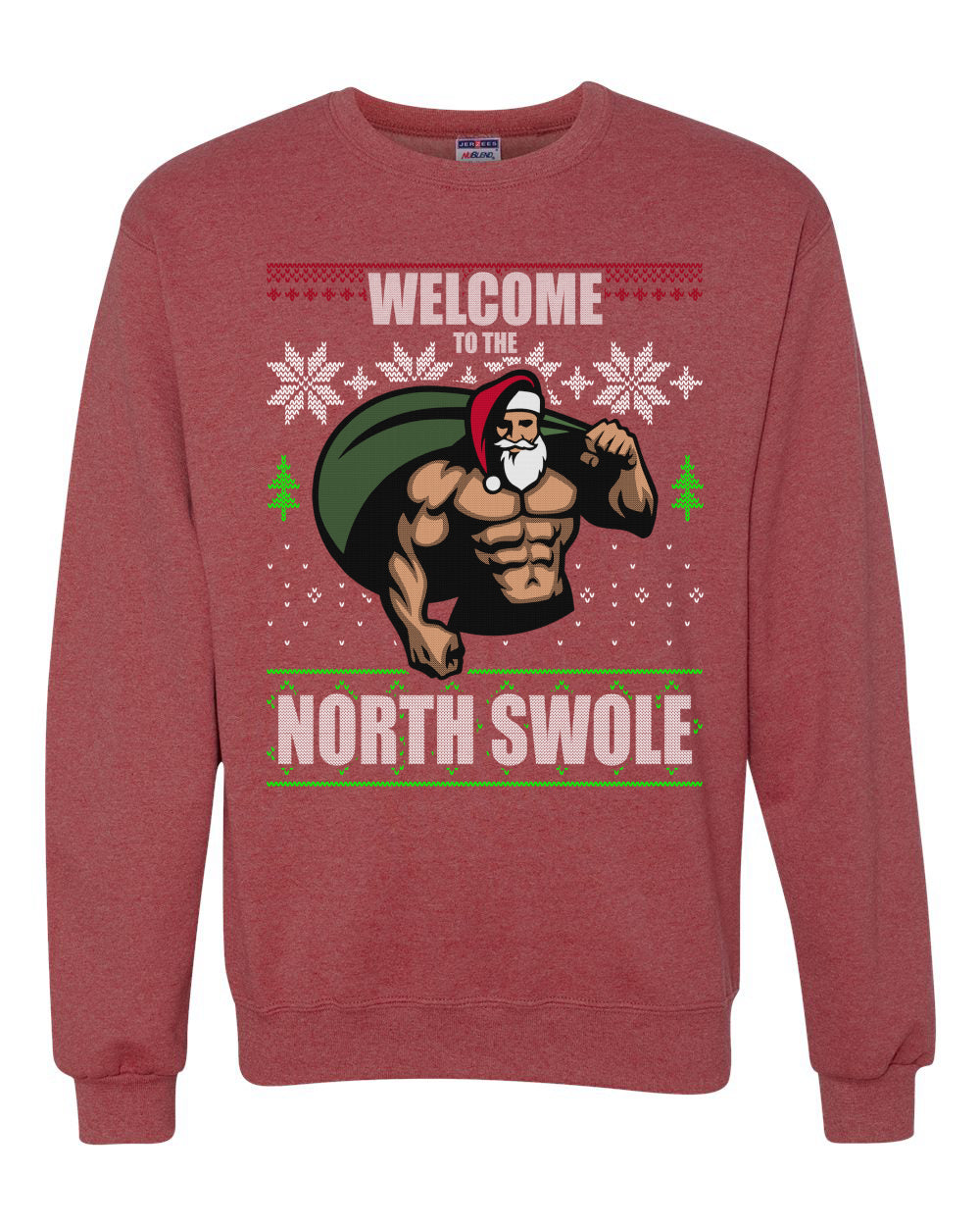 Funny Santa Gym Lifting Welcome to The North Swole Merry Ugly Christmas Sweater Unisex Crewneck Graphic Sweatshirt