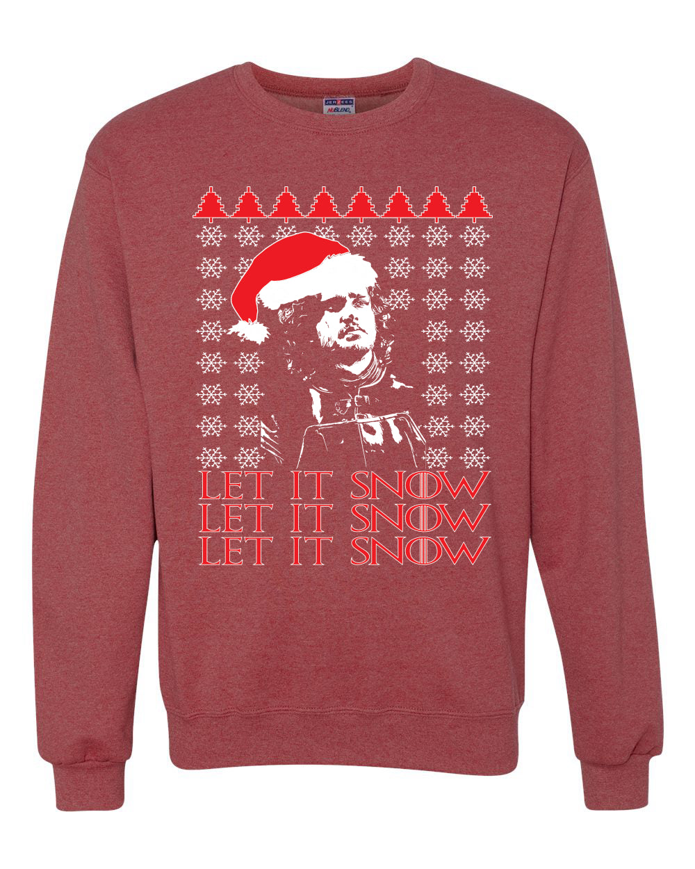 Let It Snow X3 Jon Snow Santa GoT Thrones Merry Ugly Christmas Sweater Unisex Crewneck Graphic Sweatshirt