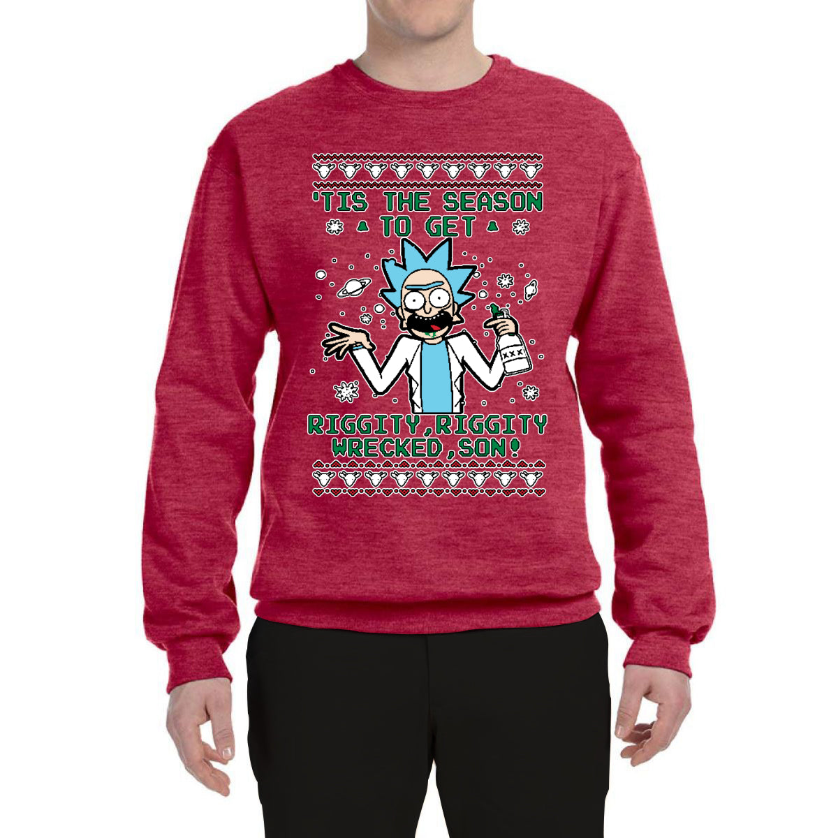 Tis The Season To Get Riggity, Riggity Wrecked, Son! Anime Ugly Christmas Sweater Unisex Crewneck Graphic Sweatshirt