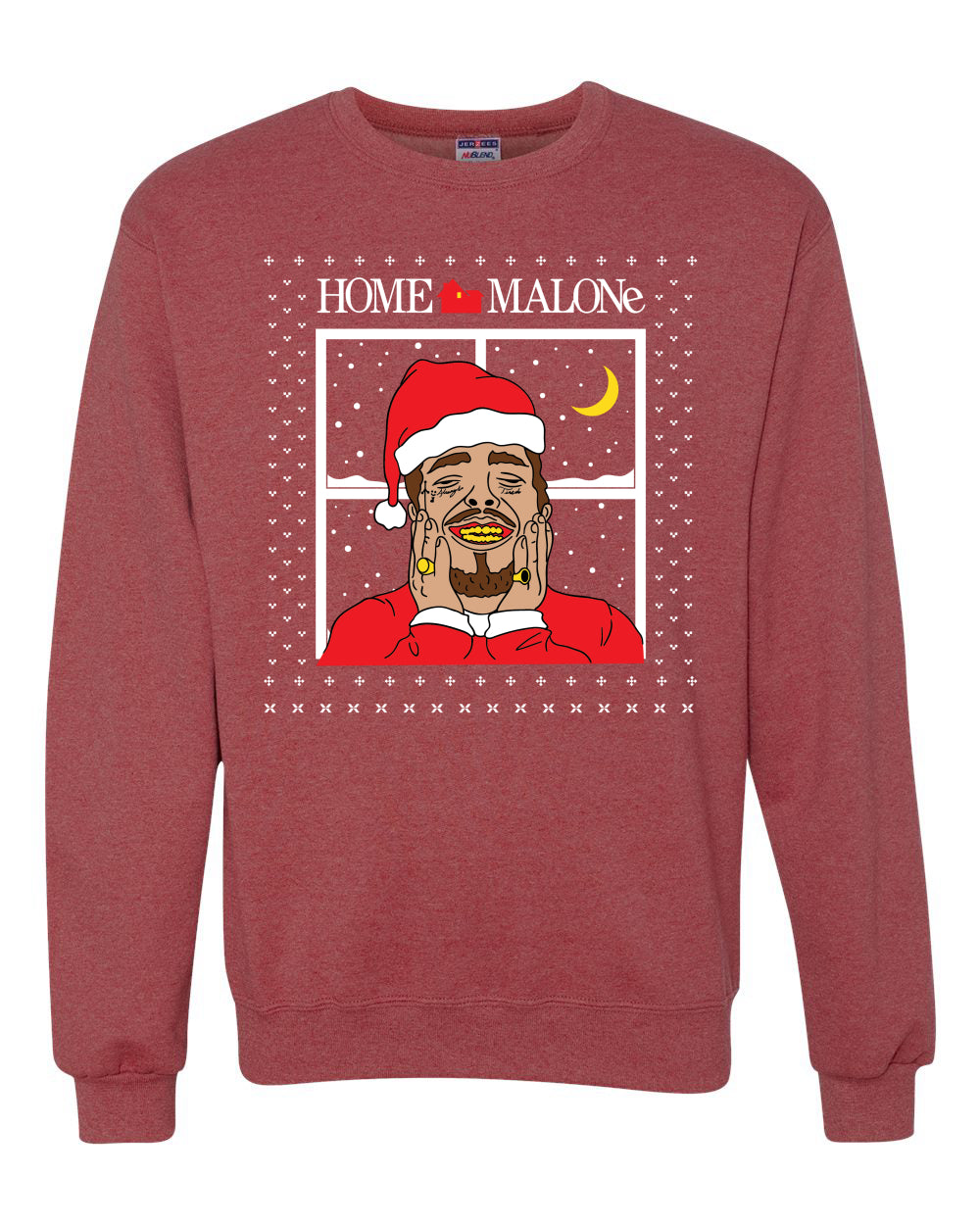 Home Malone White Ugly Christmas Sweater Unisex Crewneck Sweatshirt