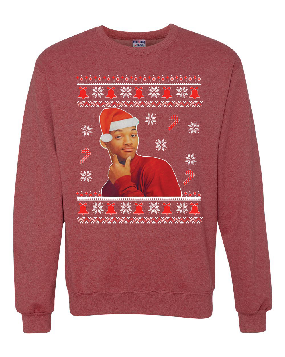 Will Smith Fresh Prince Of Bel Air  Christmas Xmas Candy Cane Ugly Christmas Sweater Unisex Crewneck Sweatshirt