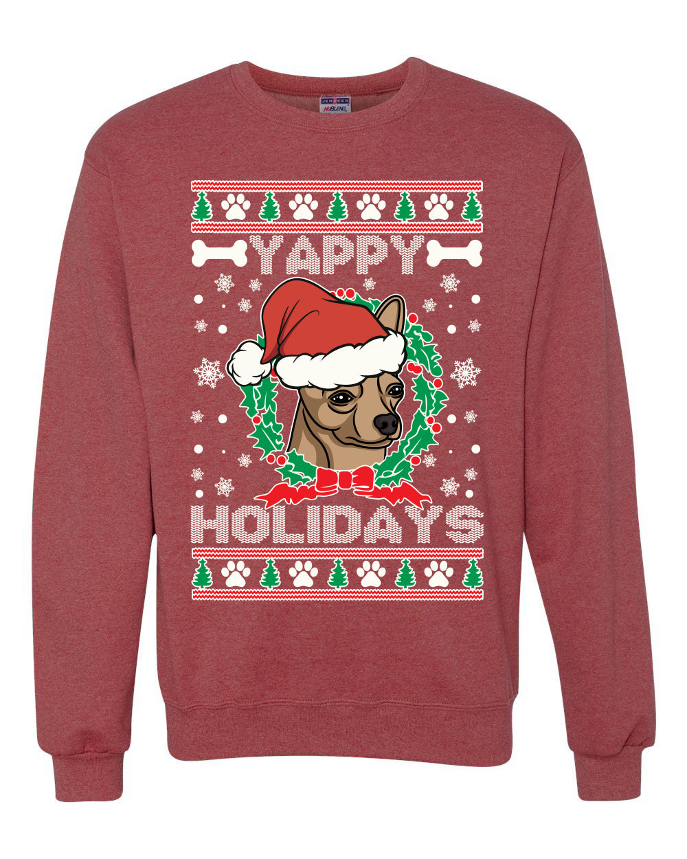 Yappy Holidays Christmas Unisex Crewneck Graphic Sweatshirt