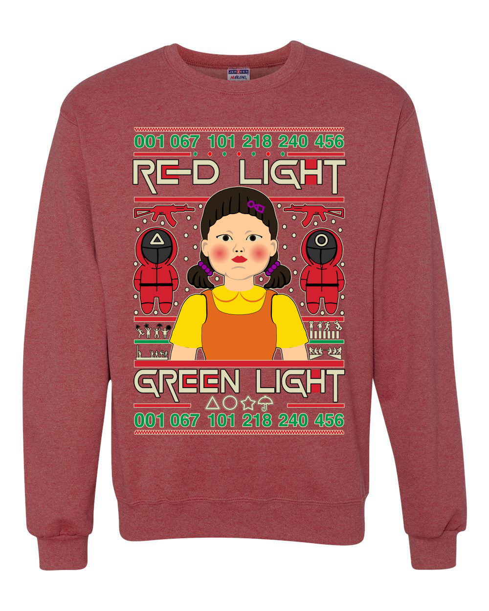 Red Light Squid Game Xmas Ugly Christmas Sweater Unisex Crewneck Sweatshirt