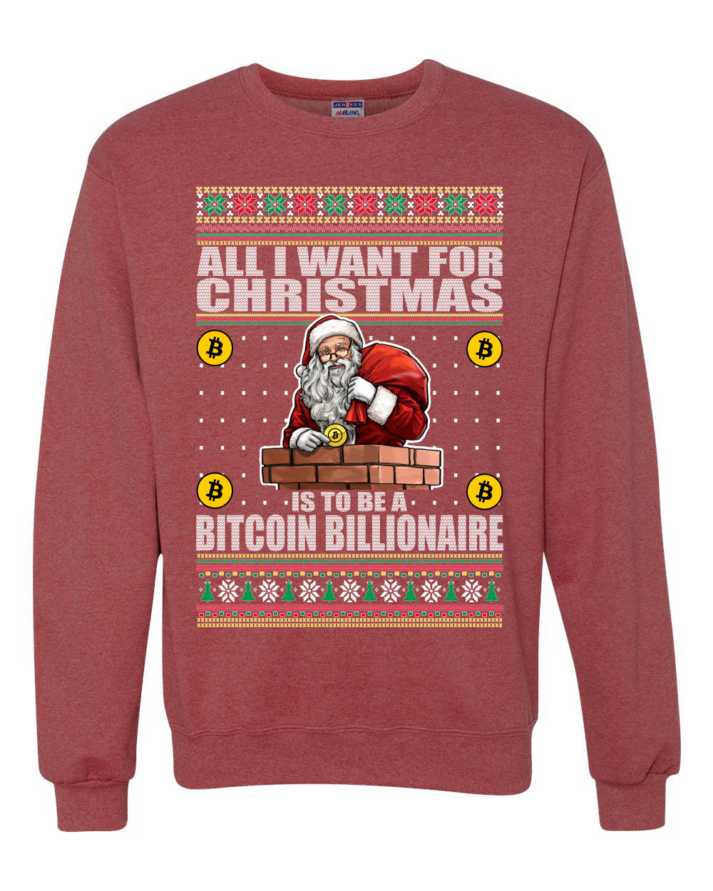 Bitcoin Billionaire For Christmas Christmas Unisex Crewneck Graphic Sweatshirt