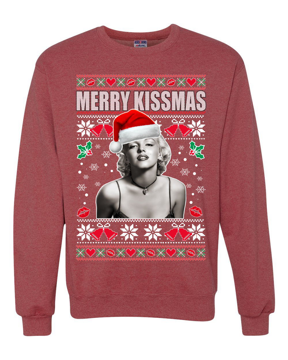 Merry Kissmas  Merry Ugly Christmas Sweater Unisex Crewneck Graphic Sweatshirt