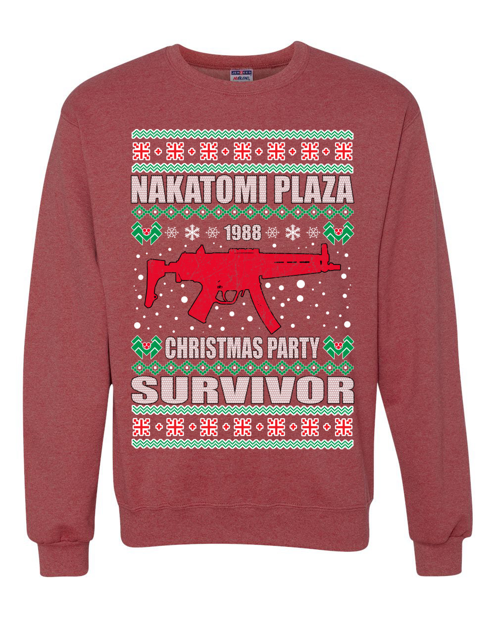 Nakatomi Plaza Christmas Party Survivor Merry Ugly Christmas Sweater Unisex Crewneck Graphic Sweatshirt