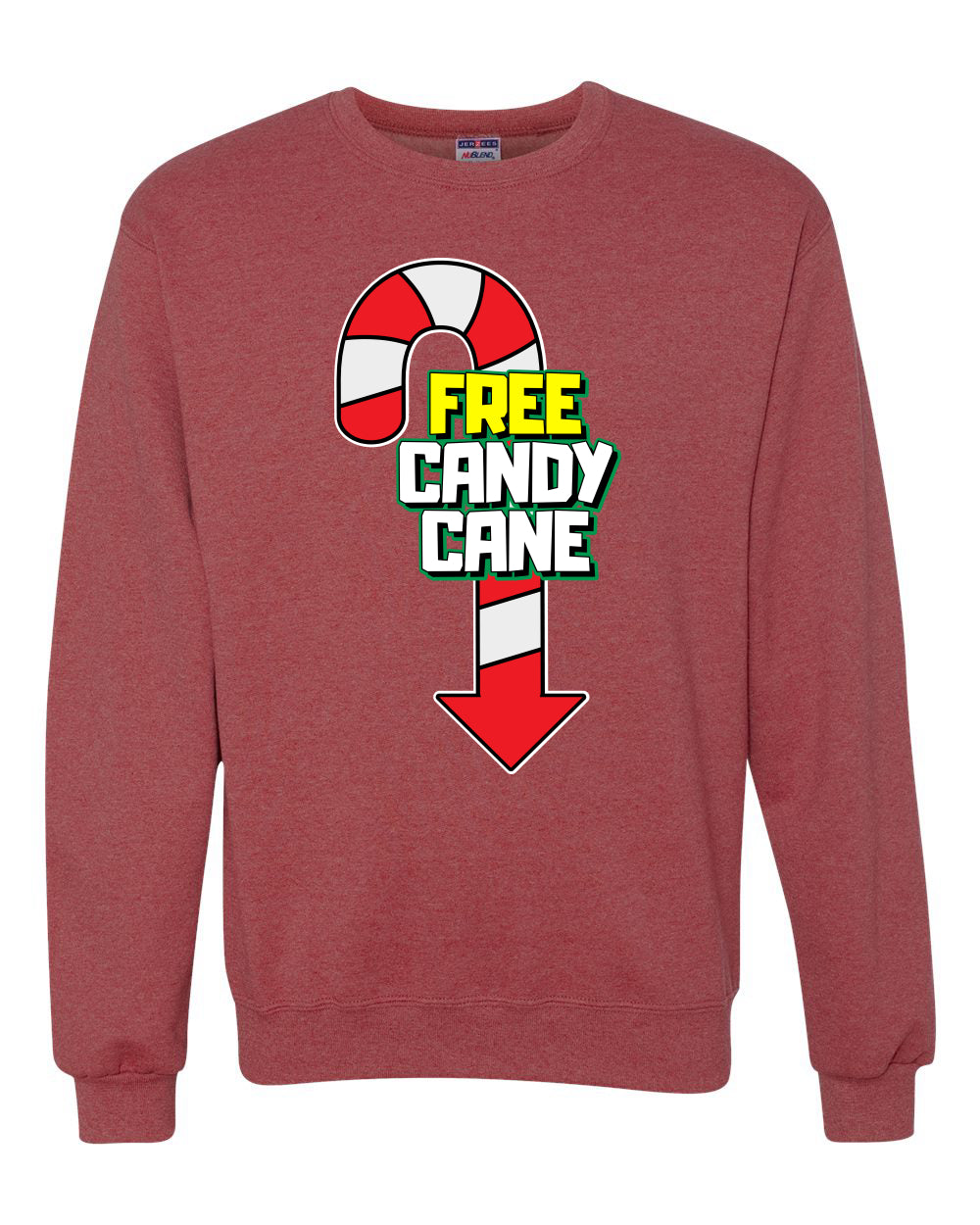Free Candy Cane  Christmas Unisex Crewneck Graphic Sweatshirt