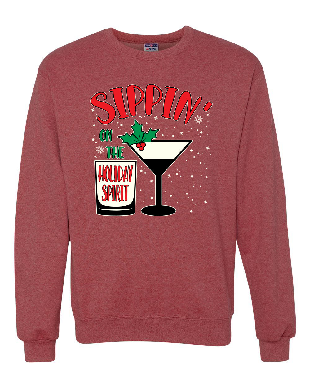 Sippin' On The Holiday Spirit Christmas Unisex Crewneck Graphic Sweatshirt
