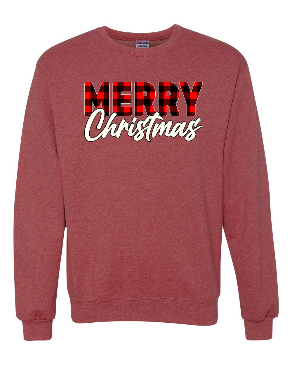 Merry Christmas Buffalo Plaid Christmas Unisex Crewneck Graphic Sweatshirt