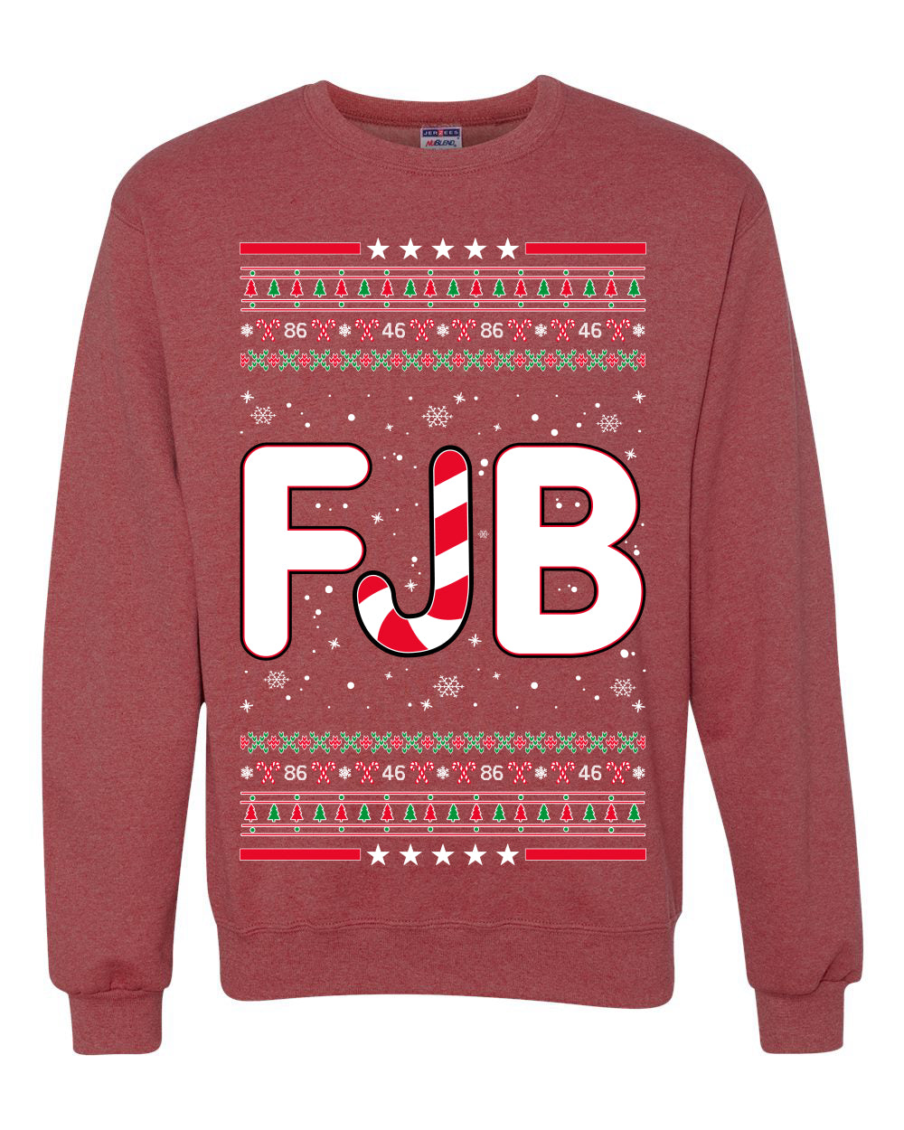 FJB Let's Go Brandon Chant Candy Cane Ugly Christmas Sweater Unisex Crewneck Graphic Sweatshirt