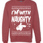 I'm With Naughty Individual Couples Ugly Christmas Sweater Unisex Crewneck Graphic Sweatshirt