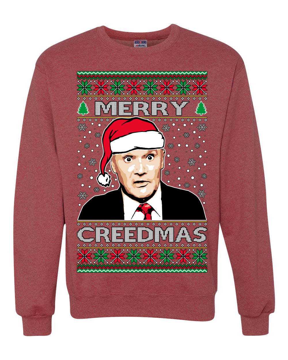 Merry Creedmas Office Humor TV Ugly Christmas Sweater Unisex Crewneck Sweatshirt