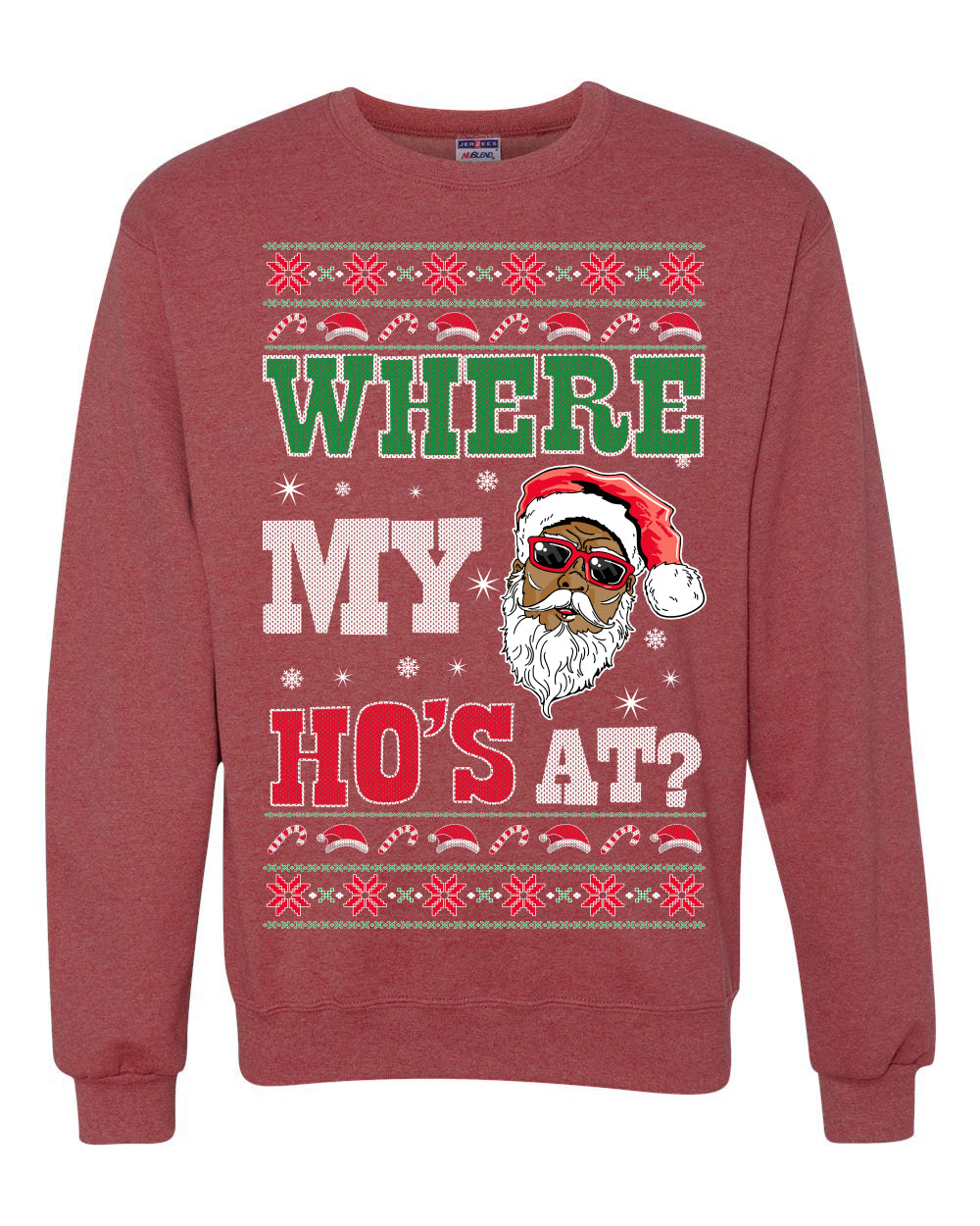 Where My Ho's At? Ugly Christmas Sweater Unisex Crewneck Sweatshirt