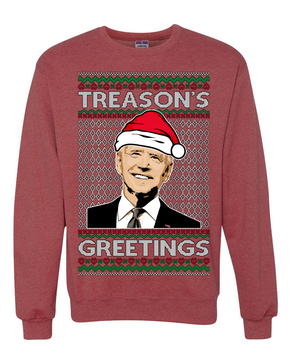 Treason's Greetings Biden President Humor Ugly Christmas Sweater Unisex Crewneck Sweatshirt