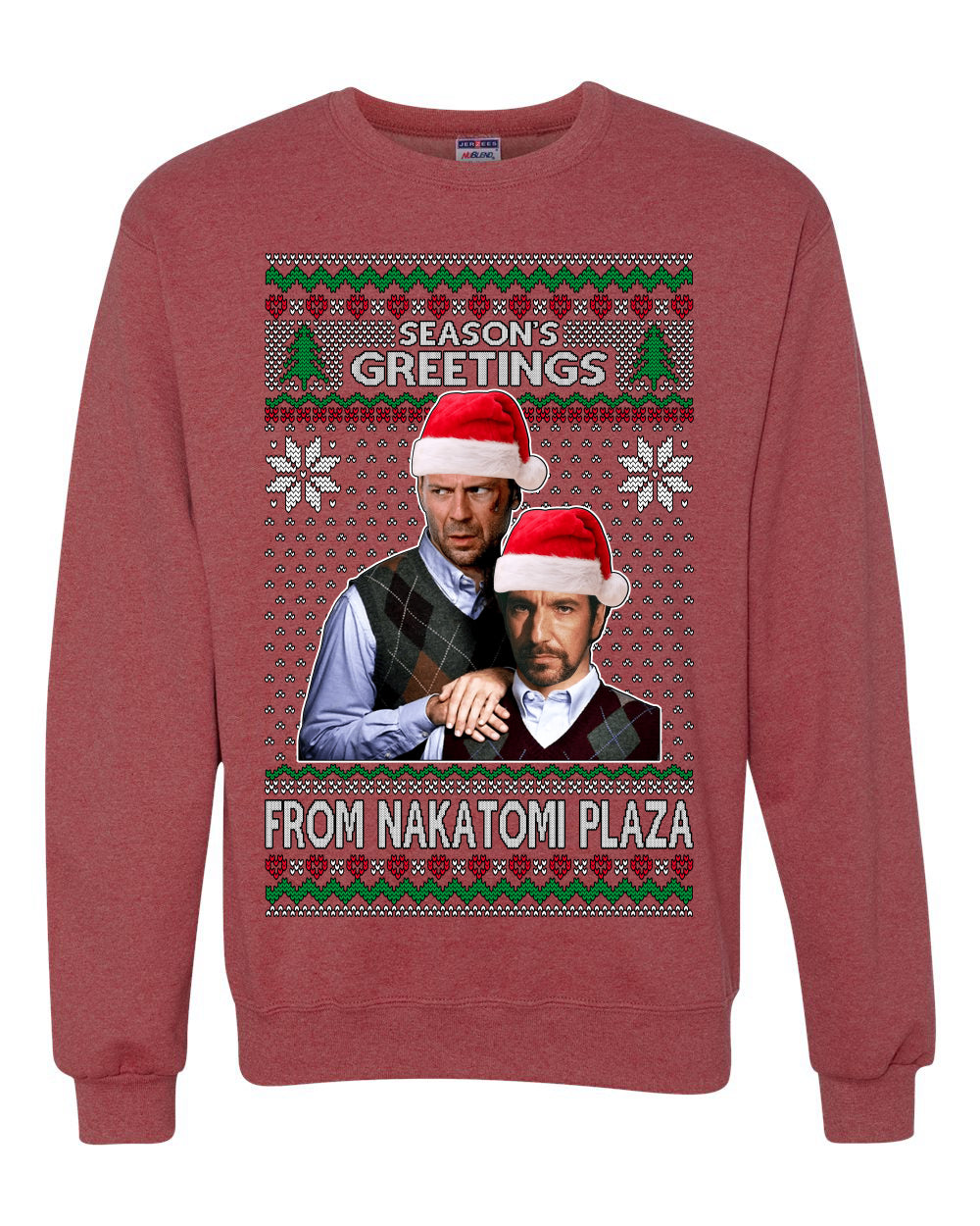 Season's Greeting From Nakatomi Plaza Ugly Christmas Sweater Unisex Crewneck Sweatshirt