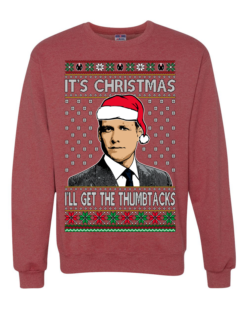 It's Christmas I'll Get The Thumbtacks TV Show Parody Ugly Christmas Sweater Unisex Crewneck Sweatshirt