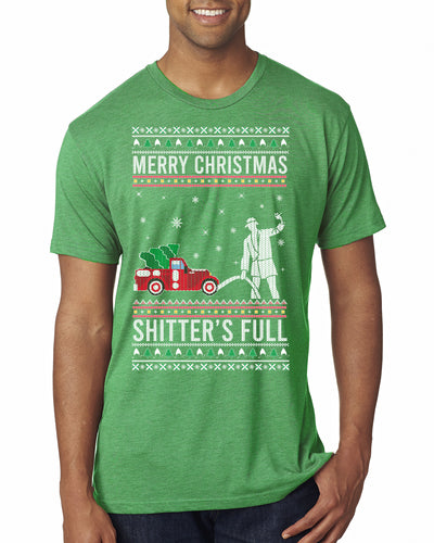 Merry Christmas Shitter's Full Christmas Vacation Ugly Christmas Sweater Mens Premium Tri Blend T-Shirt