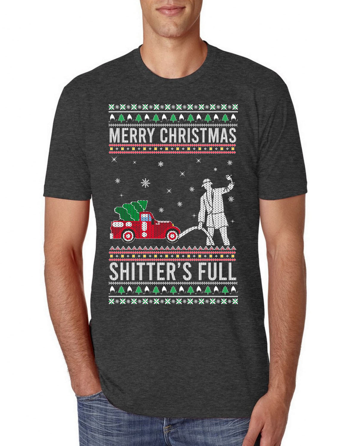 Merry Christmas Shitter's Full Christmas Vacation Ugly Christmas Sweater Mens Premium Tri Blend T-Shirt