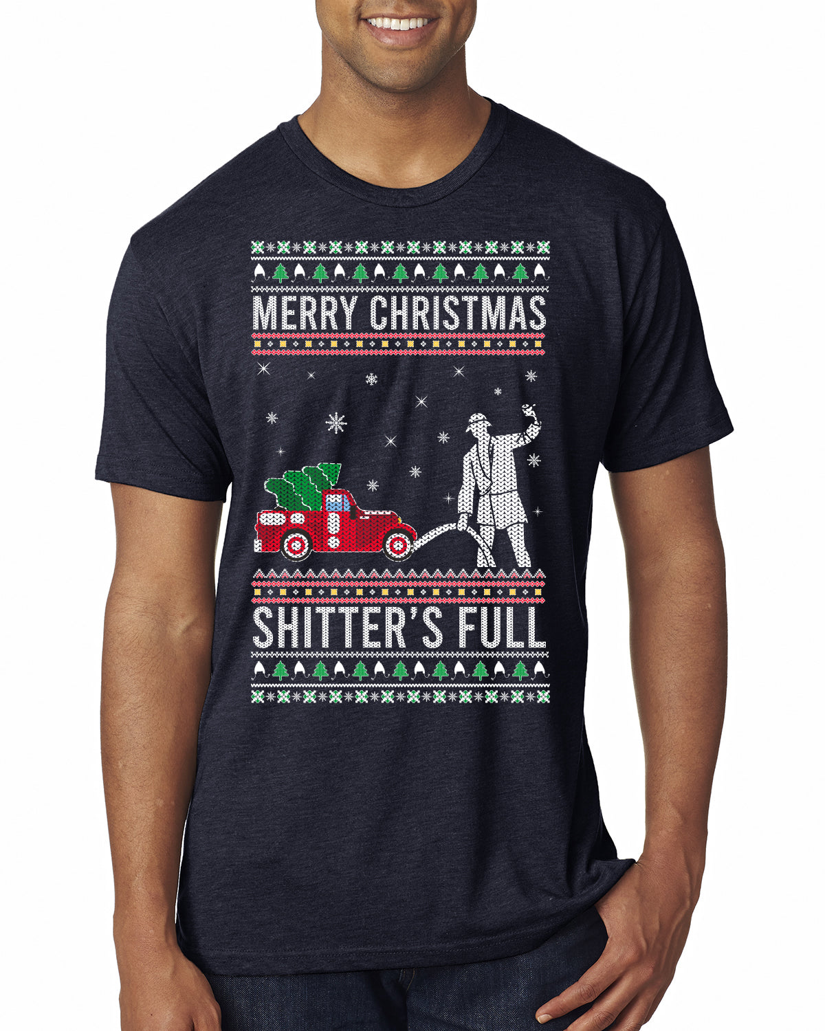 Merry Christmas Shitter's Full Christmas Vacation Ugly Christmas Sweater Mens Premium Tri Blend T-Shirt