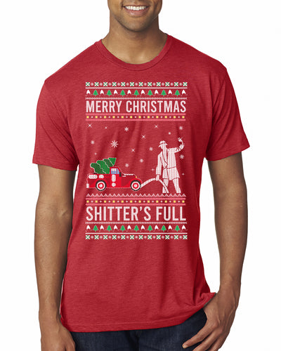 Merry Christmas Shitter's Full Christmas Vacation Ugly Christmas Sweater Mens Premium Tri Blend T-Shirt