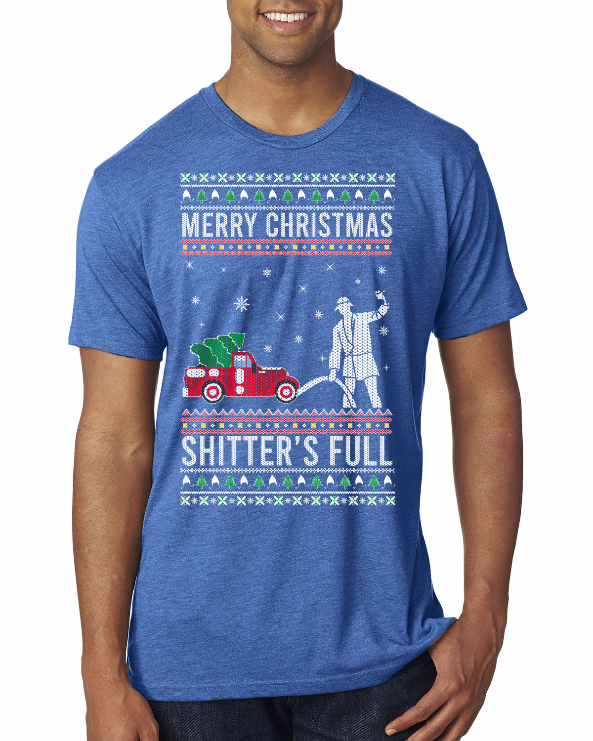 Merry Christmas Shitter's Full Christmas Vacation Ugly Christmas Sweater Mens Premium Tri Blend T-Shirt