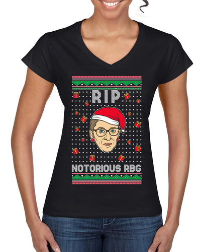 RIP Notorious RBG Ruth Bader Ginsburg Ugly Christmas Sweater Women’s Standard V-Neck Tee