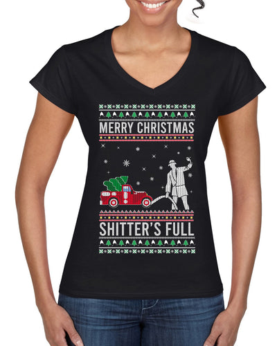 Merry Christmas Shitter's Full Christmas Vacation Ugly Christmas Sweater Women’s Standard V-Neck Tee