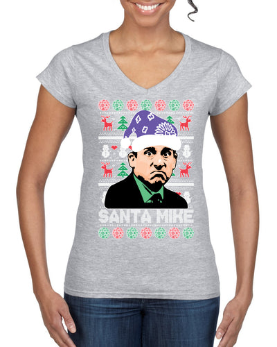 Santa Mike Michael Scott The Office Ugly Christmas Sweater Women’s Standard V-Neck Tee