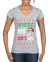Where my Hos At Santa Funny Ugly Christmas Sweater Women’s Standard V-Neck Tee