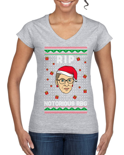 RIP Notorious RBG Ruth Bader Ginsburg Ugly Christmas Sweater Women’s Standard V-Neck Tee